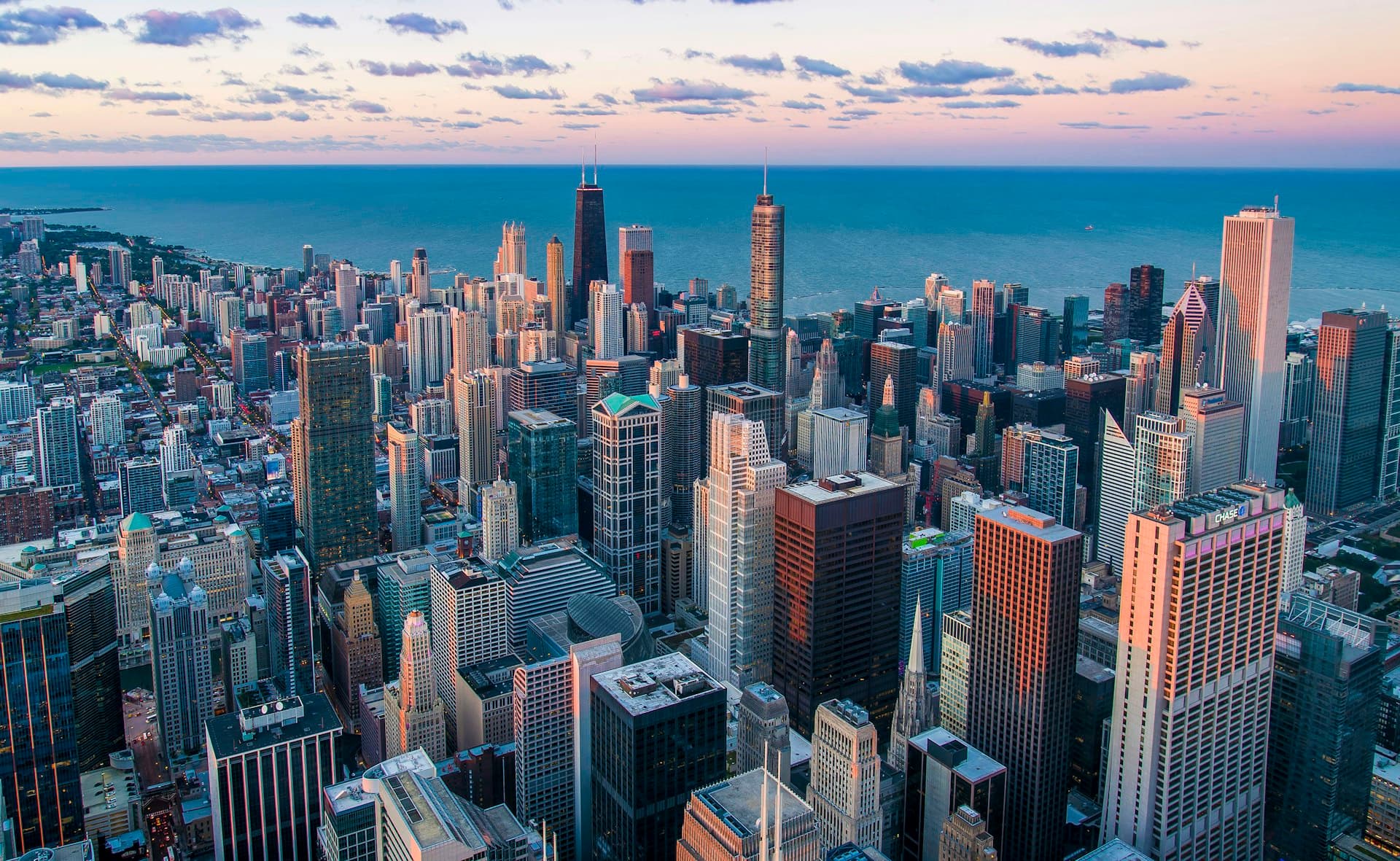 Aerial view of city skyline